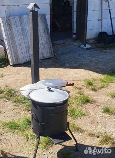 Казан 8л + печь с трубой и дверцей
