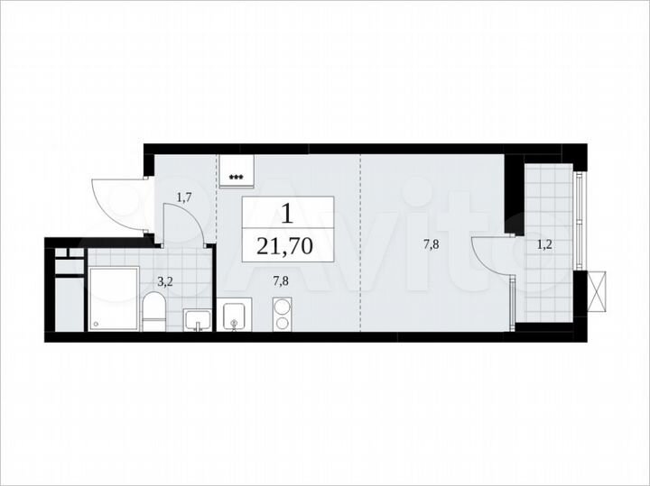 Квартира-студия, 21,7 м², 5/18 эт.