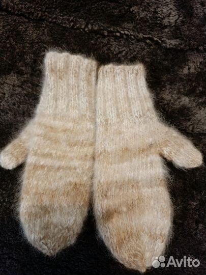 Варежки женские собачья шерсть пух