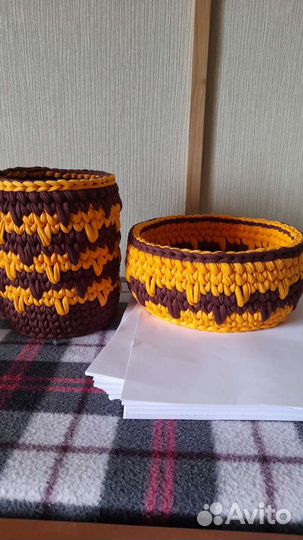 Корзины, сумки, коврики вязаные