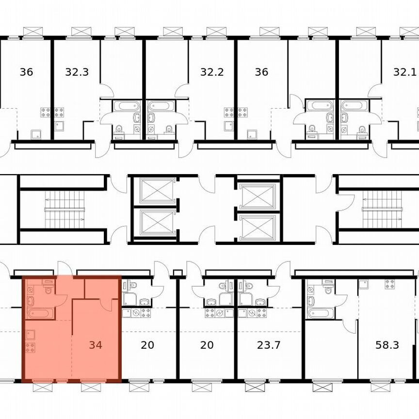 1-к. квартира, 34 м², 26/32 эт.