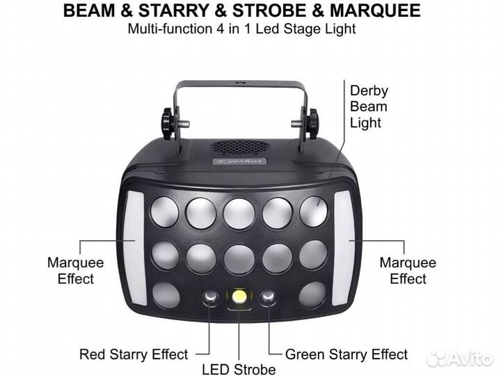 Светомузыка бабочка 4 в 1 Derby Led Bar