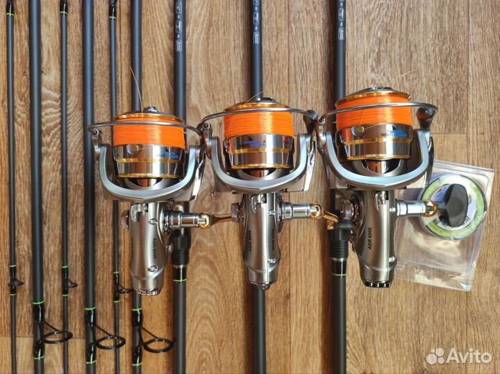 Карповые удилища с катушками.комплект 3+3