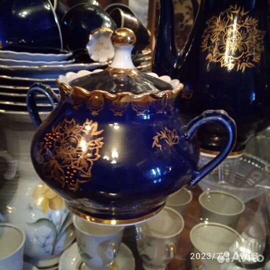 Чайный и кофейный сервиз, кобальт