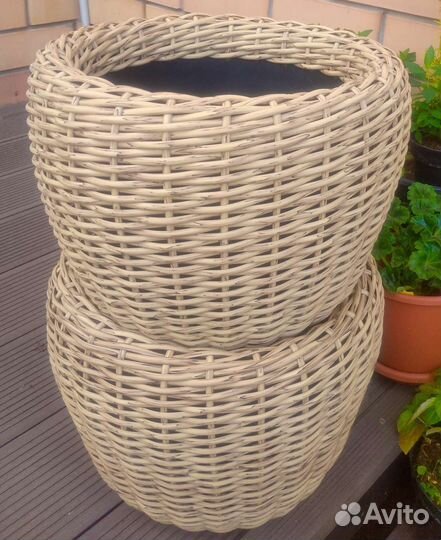 Кашпо горшок для цветов корзина из ротанга