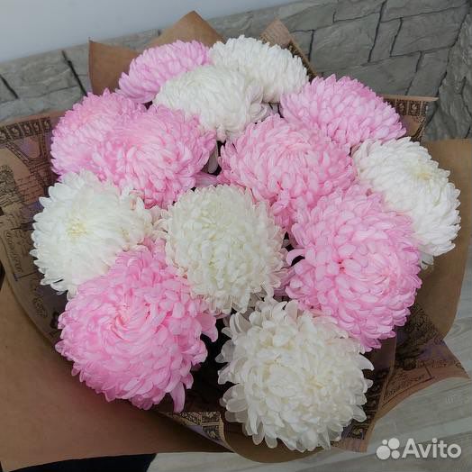 Букеты из хризантем Крымская Розы Пионы Гипсофила