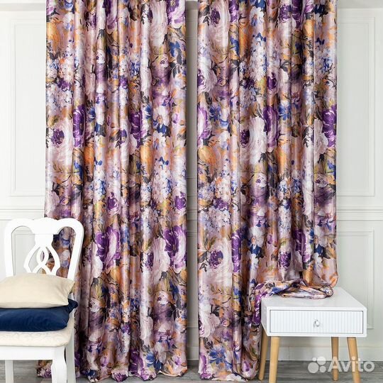 Шторы рогожка Медина сирень новые пошив