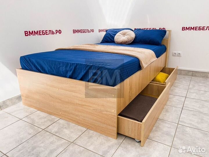 Кровать полуторка с ящиками 120 х 200