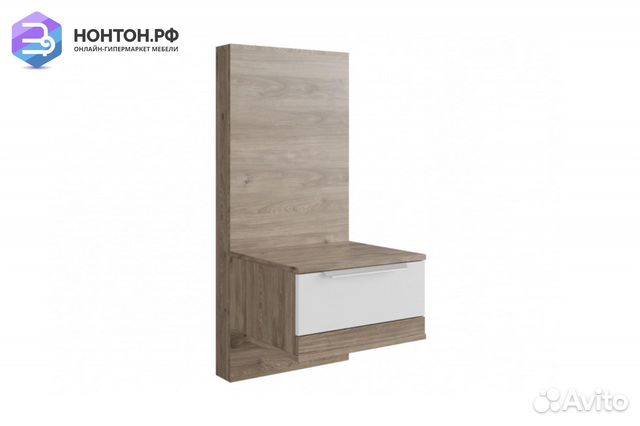 Тумба прикроватная Лагуна 8 гикори темный / белый