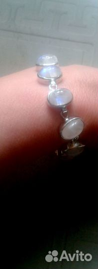 Браслет серебро 925 пр. с природным лунным камнем