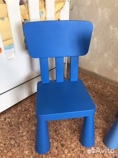 Детский стул IKEA маммут синий и голубой