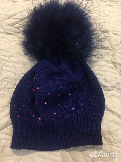 Шапочка со стразами осенняя для девочки 2-4 года