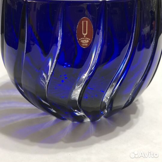 Конфетница ваза цветной хрусталь Борисов