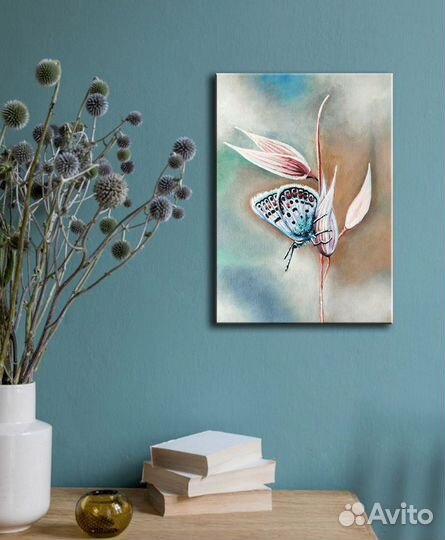 Картина с бабочкой, бабочка на цветке картина