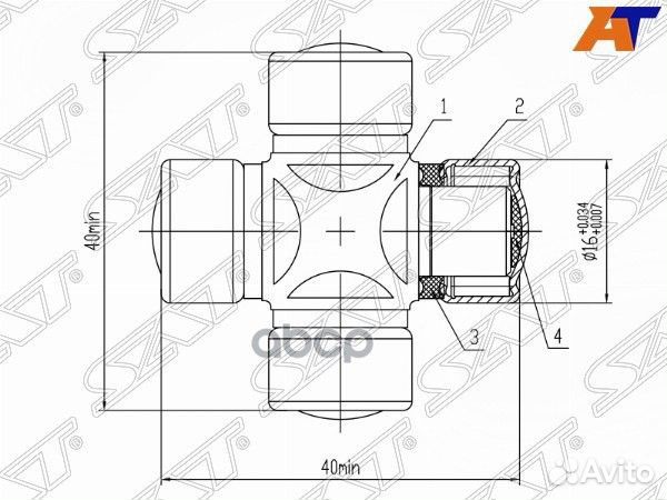 Крестовина рулевого вала 16X16 ST1640 Sat