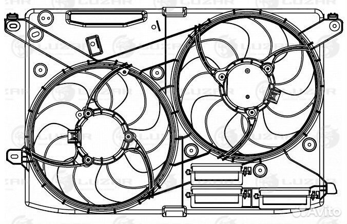 Э/вентилятор охл. для а/м Ford Mondeo V (15) (2 вент.) (с кожухом)