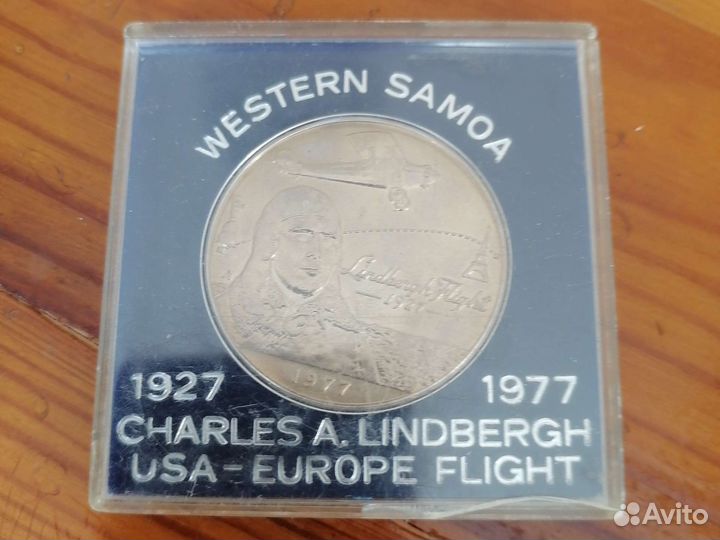 Монета Charles A. Lindbergh western Samoa