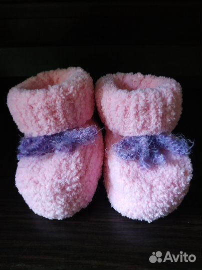 Вязаные плюшевые пинетки