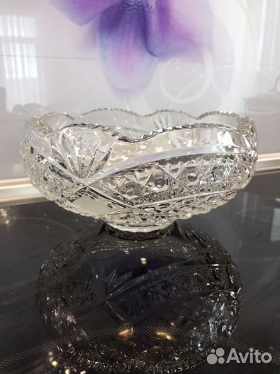 Хрустальная ваза ручной работы для фруктов