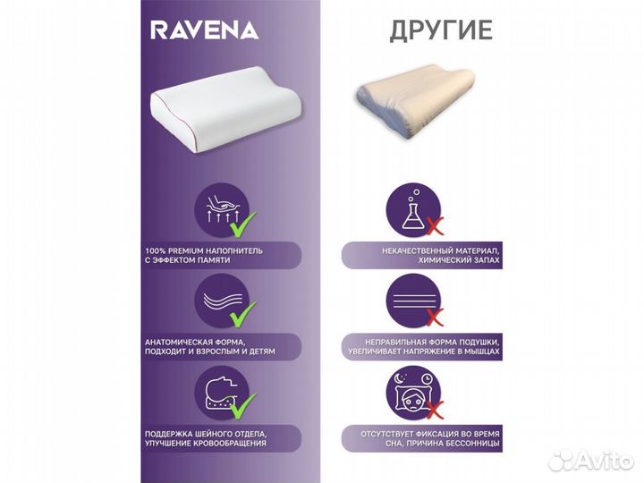 Ортопедическая подушка для сна 60х40х13 см