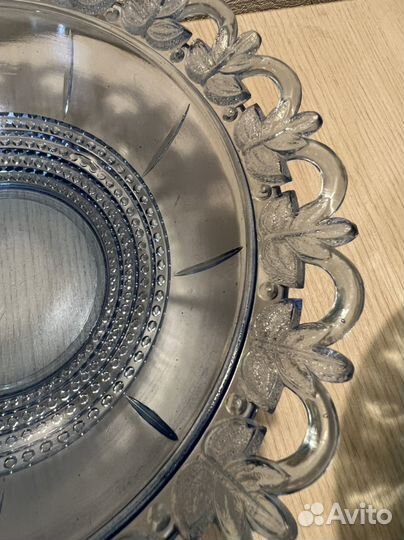 Посуда ваза конфетница синее стекло СССР