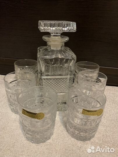 Набор для виски со штофом, Богемия, Чехословакия