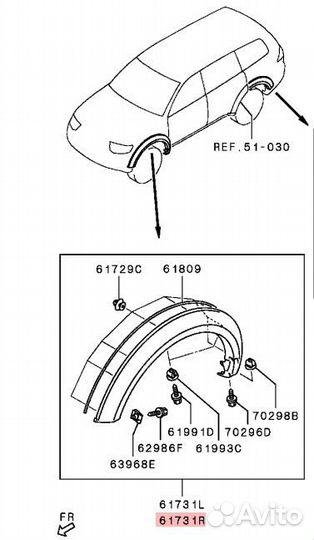 Расширитель крыла передний правый Pajero-Sport
