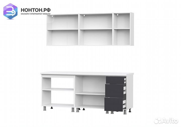 Кухня Модерн New 2.0 м белый / белый глянец бруно