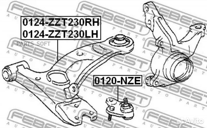 Febest 0124-ZZT230LH Рычаг передний левый toyota celica zzt23# 1999-2006