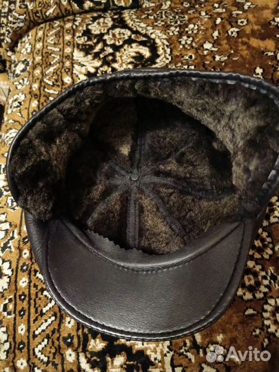 Мужская кожаная кепка осенне-зимняя