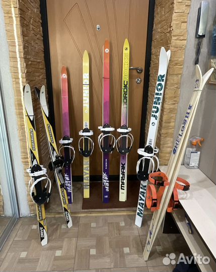 Деревянные и пластиковые детские лыжи 100-175см