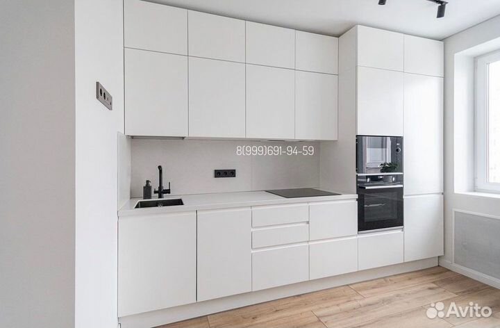 Кухня без ручек прямая