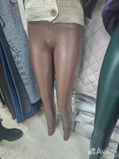 Кожаные лосины коричневые 44-46