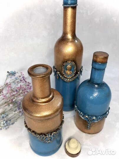 Набор из 3-х бутылок для напитков и декора