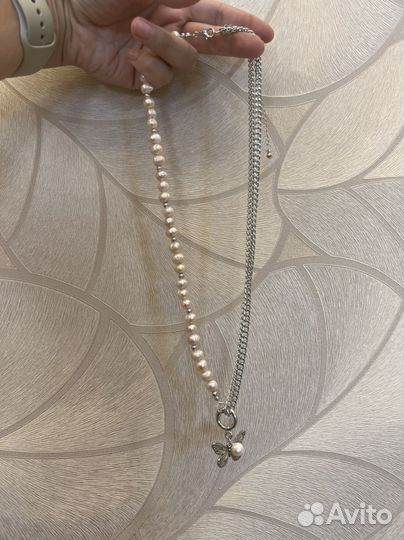 Комплект серьги колье из натурального жемчуга