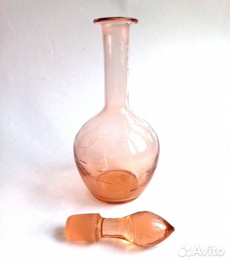 Графин для воды из розового стекла СССР