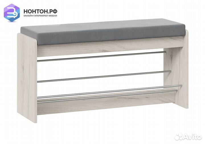 Тумба для обуви Тайм тип 2 дуб крафт белый / велюр