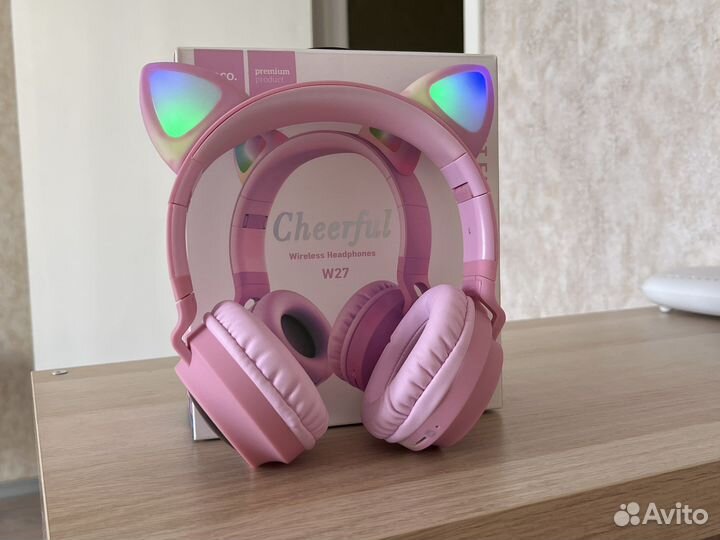 Беспроводные наушники Hoco W27 Cat ear, розовый