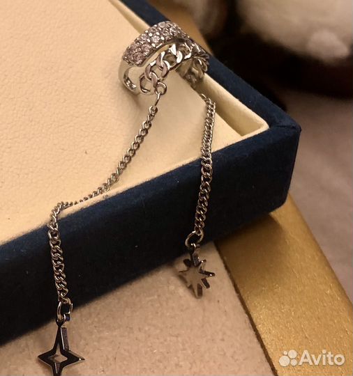 Кафф со звездочками родирование серебром фианиты