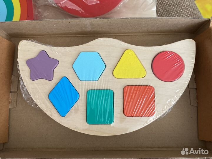 Развивающие деревянные игрушки балансир радуга