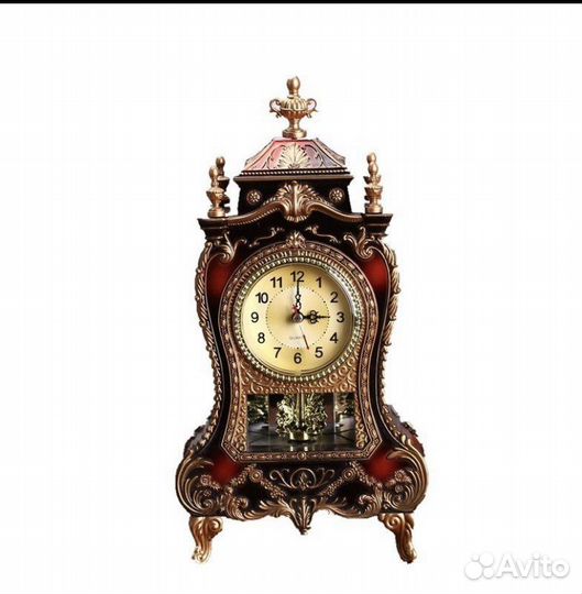 Ретро часы настольные красный/золото