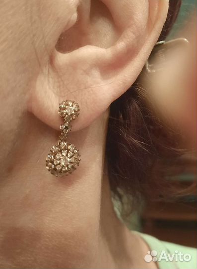 Серьги с бриллиантами золотые малинки саргон