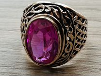 Перстень большой серебряный с рубином из СССР