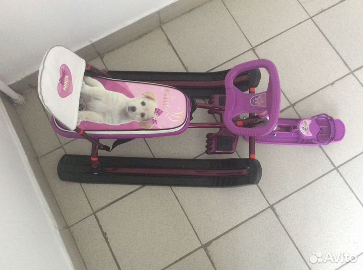 Детский снегокат со спинкой