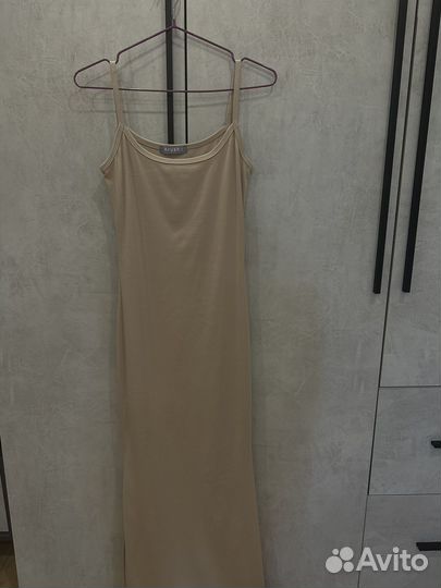 Платье комбинация бежевое