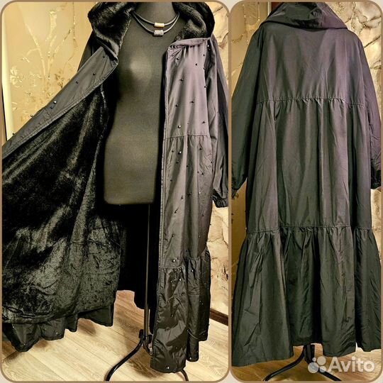 Женский новый плащ на осень на меху р.54