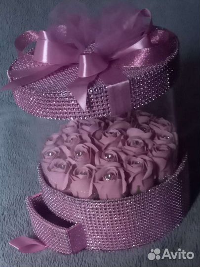 Цветы мыльные букеты шкатулка Премиум