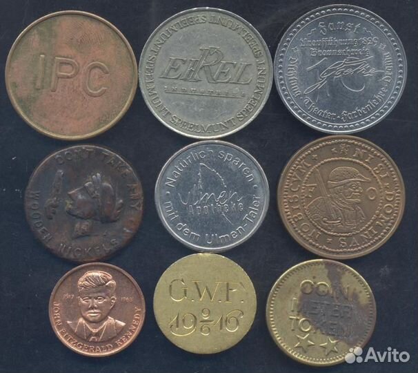 Зарубежные жетоны. Лот 9 штук