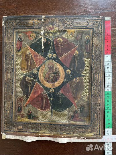 Икона Купина Неопалимая доска кипарис шпонки дубов