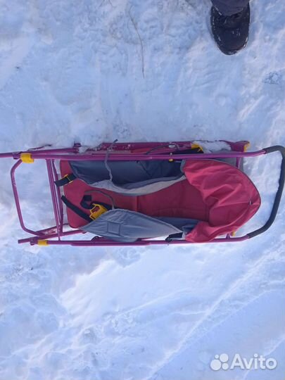 Детские санки с колесами складные